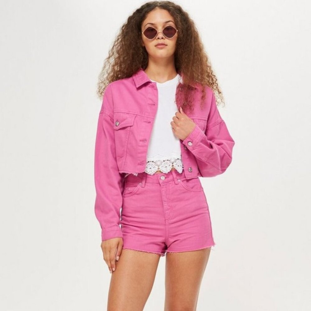 Frayed Hem Cropped Denim Jacket – Shine Star